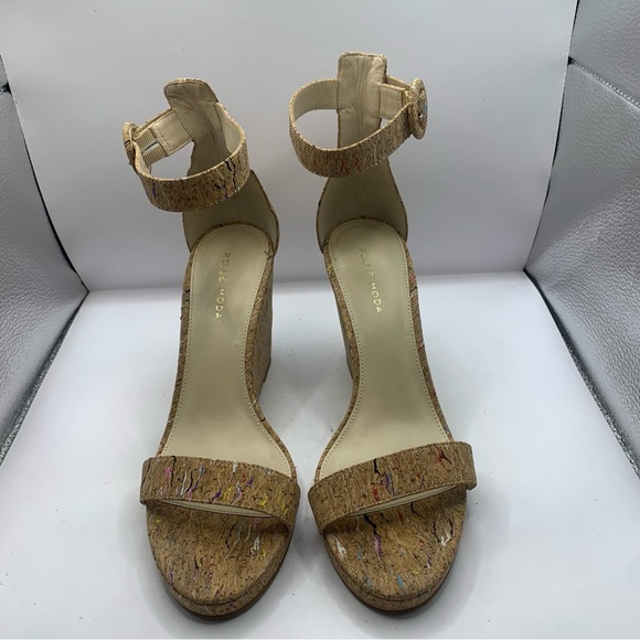 PELLE MODA NISHA wedge sandals ankle strap size 9.5M - Picture 2 of 9